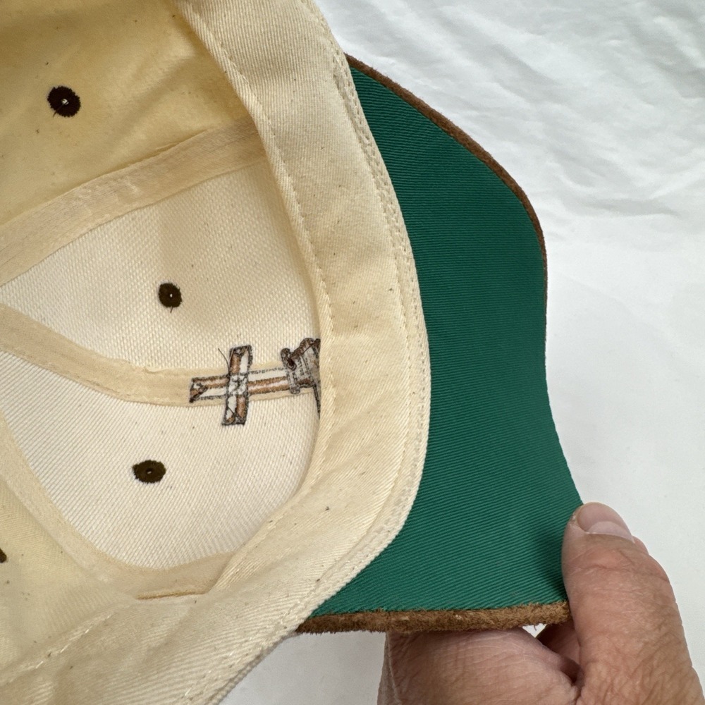 Y2K Christian Cross Gavel Strapback Hat FCAI Suede Brim KC Cap Beige Brown - Picture 8 of 11